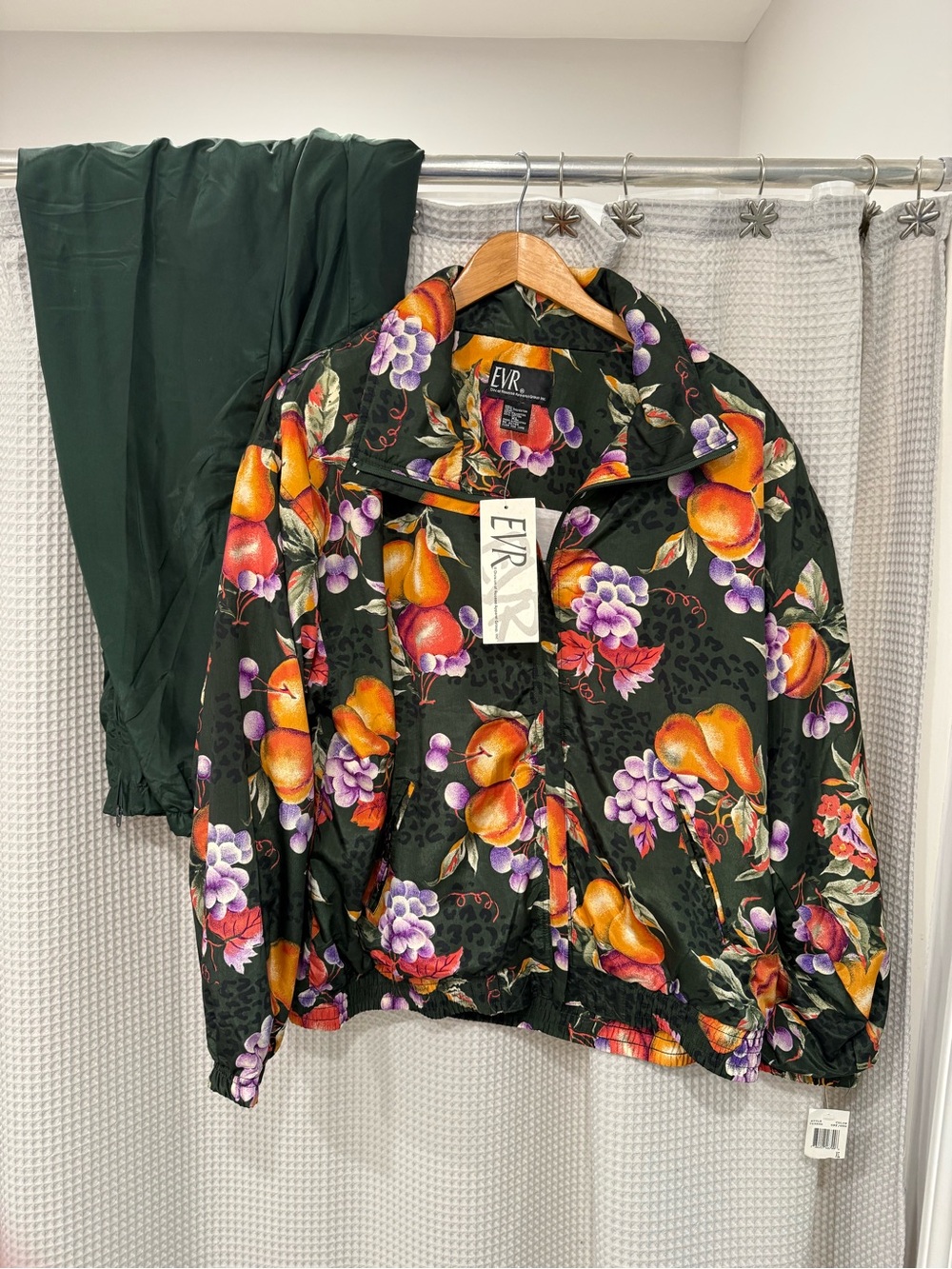 EVR Black Floral & Fruit Bomber Jacket
